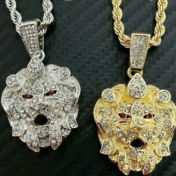 Other - Iced out Hip Hop Mini Lion Head Charm Pendant & 4m